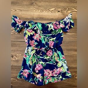 City Studio Blue and Pink Jumpsuit Vibrant Floral Design